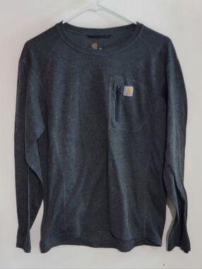 Carhartt Dark Heather Gray Long Sleeve Pocket Tee with Zipper